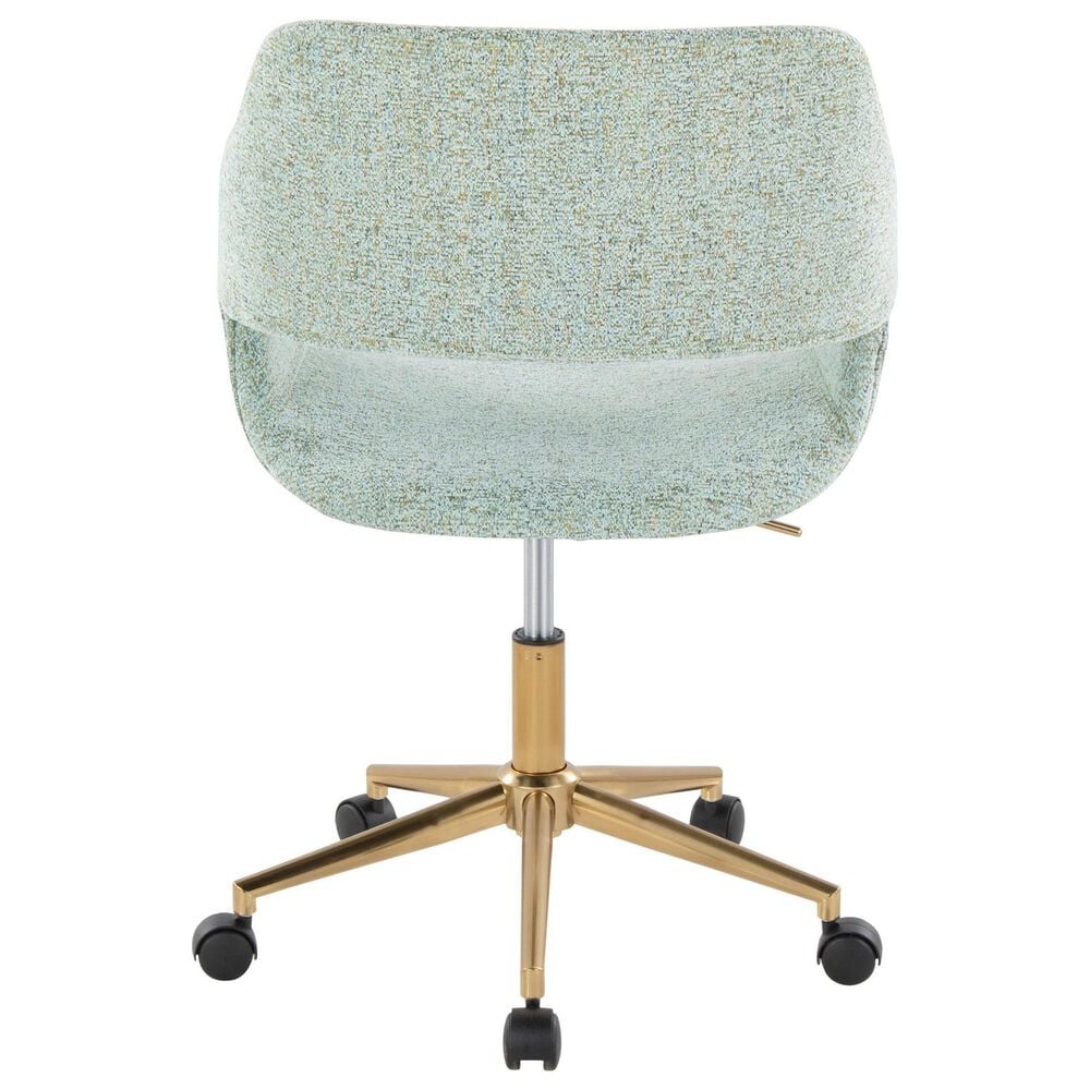 Lumisource Margarite Task Chair with Light Green Fabric Cushion in Gold, , large