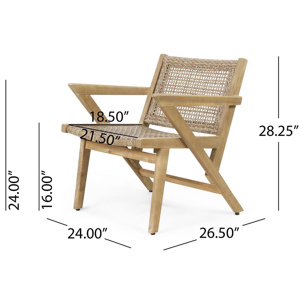 Hearth and Haven Braxton Outdoor Wicker Club Chair with Angular Arms in Light Brown (Set of 2), , large