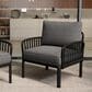 Hearth and Haven Patio Club Chair with Dark Gray Cushion in Black, , large