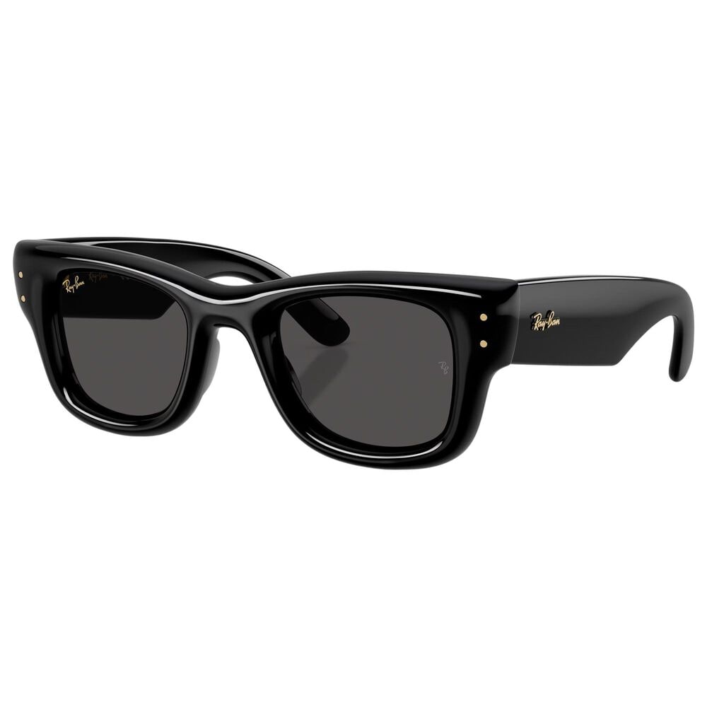 Rayban Glasses A$AP Rocky Wayfarer Puffer Sunglasses with Ultra Black Lenses in Polished Black, , large