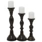 Maple and Jade Decorative Candle Holder in Black and Varnished Brown (Set of 3), , large
