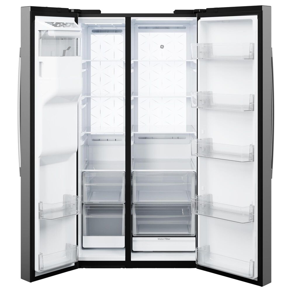 GE Appliances 24 Cu. Ft. Counter-Depth Side-By-Side Refrigerator with LED Light Wall in Fingerprint Resistant Stainless Steel, , large