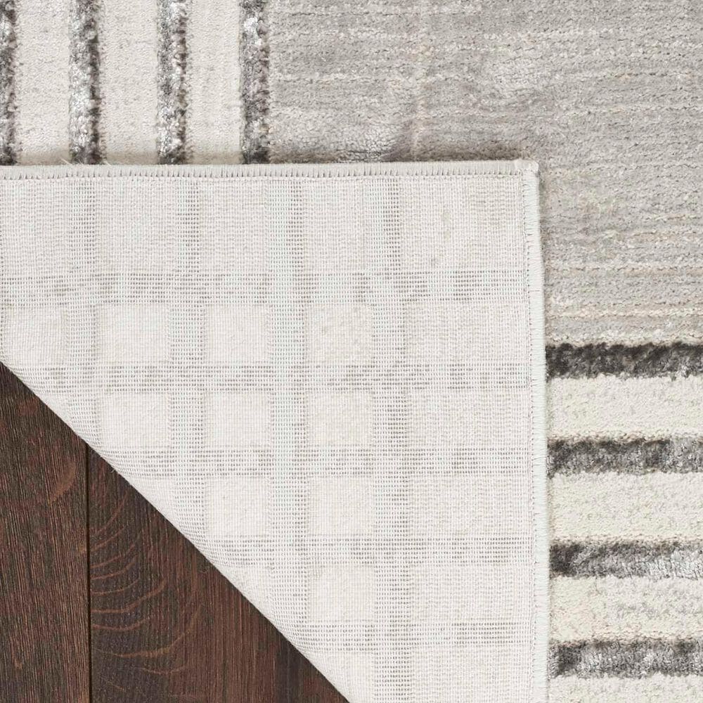 Nourison Desire Geometric 2&#39;3&quot; x 7&#39;6&quot; Grey, Silver and White Runner, , large