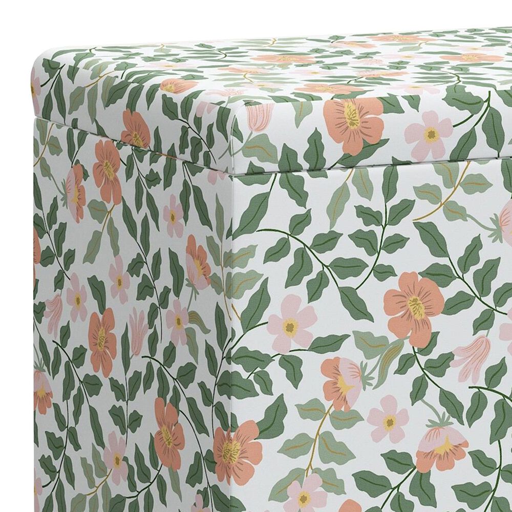 Rifle Paper Co Crafted by Cloth &amp; Company Willie Storage Bench in Primrose Blush/Cream, , large