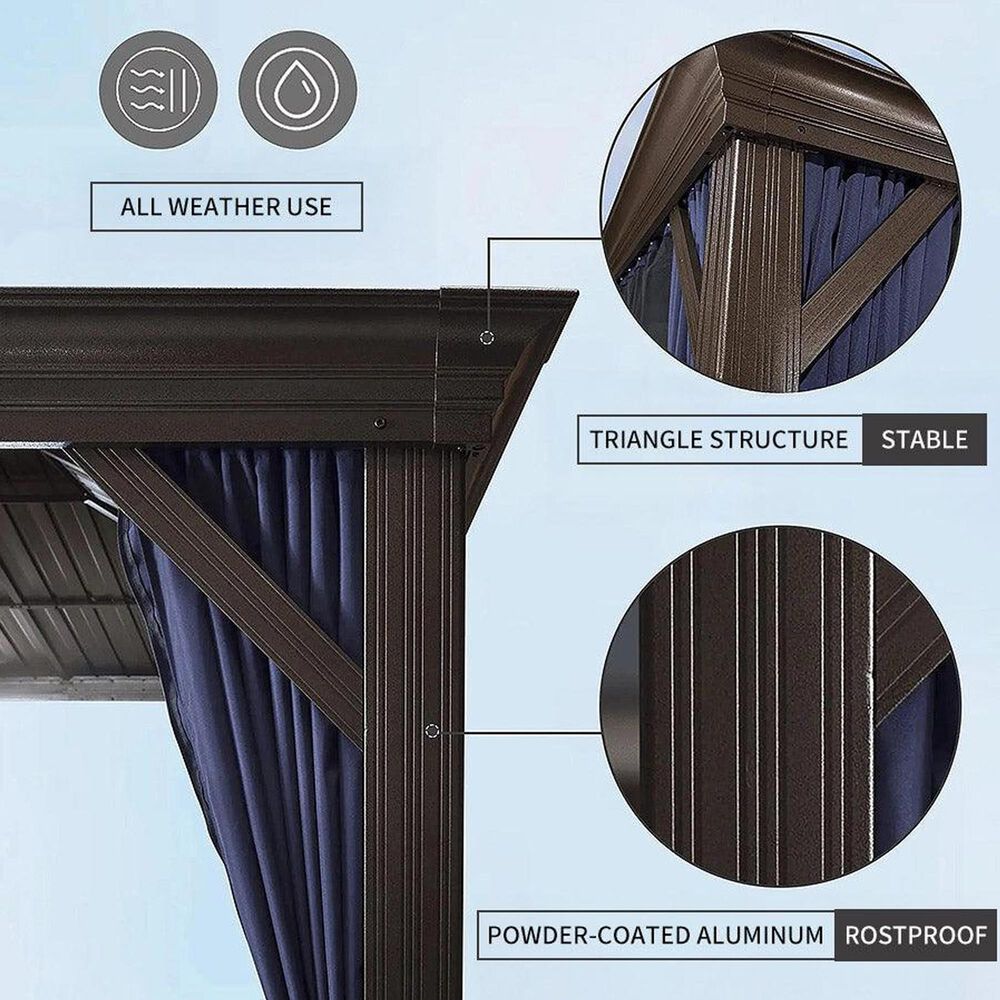 HOMLUX 12'X16' Hardtop gazebo with double roof in Bronze, , large