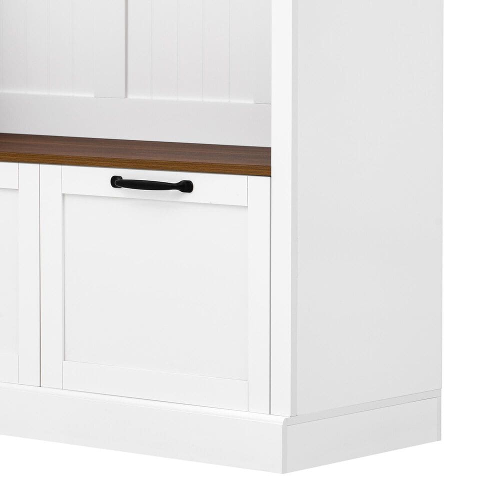 GigaCloud 3-in-1 Hall Tree with 2 Drawers and Seat Bench in White, , large