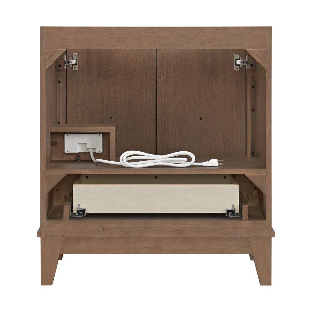 37B Kinsale 30" Single Bathroom Vanity Cabinet in Walnut Drift with White Composite Stone Top and Backsplash, , large