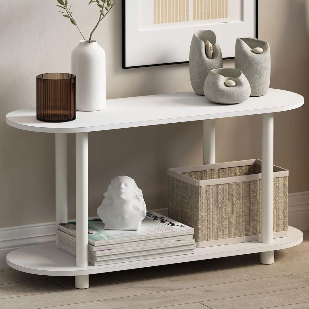 HOMLUX Turn-N-Tube 2-Tier Oval Side Display Rack in White and Virgin White, , large