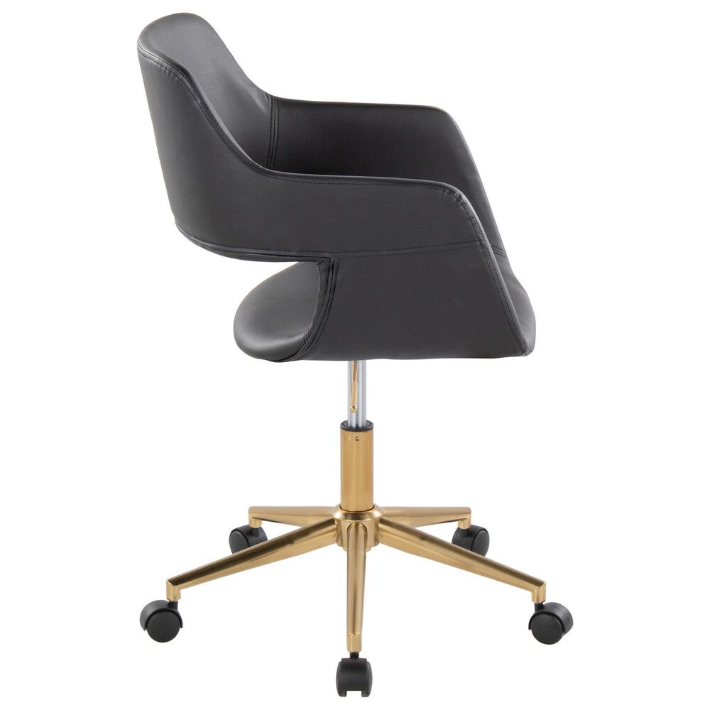 Lumisource Margarite Task Chair with Black Faux Leather Cushion in Gold, , large