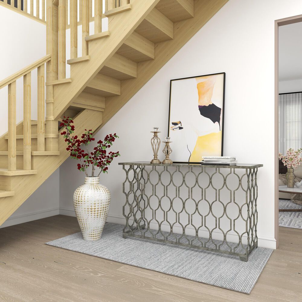 Maple and Jade Frame Console Table in Silver, , large