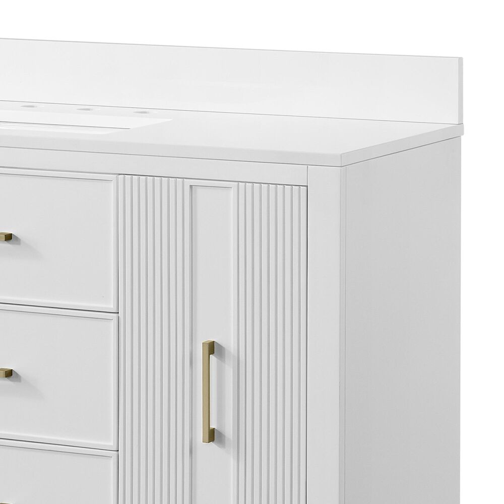 37B Fenwick 48" Single Bathroom Vanity in Bright White with Glossy White Composite Stone Top and Backsplash, , large