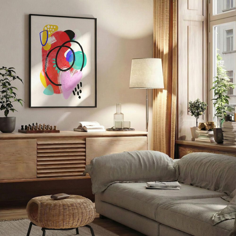 HOMLUX 24" x 18" Canvas Art with Black Frame in Multicolor, , large