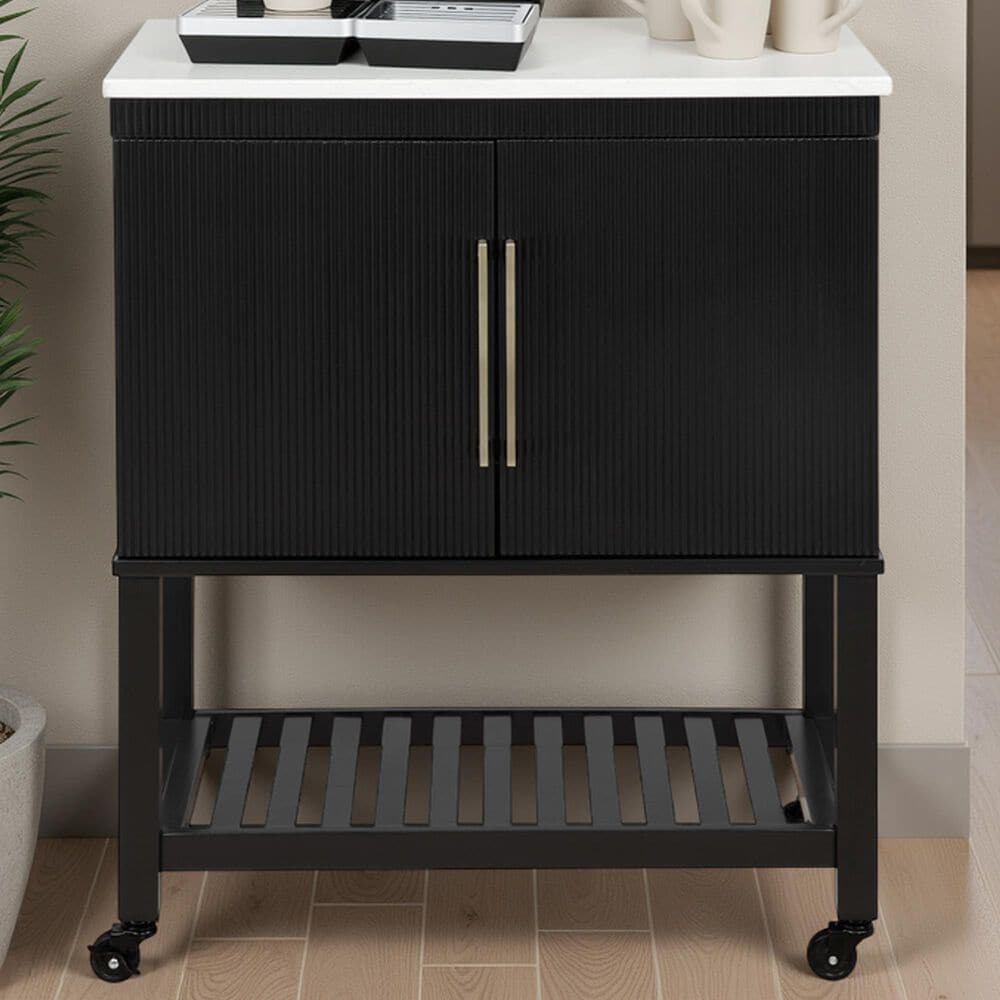 Linon Home Decor Kolton Kitchen Cart in Black and White, , large