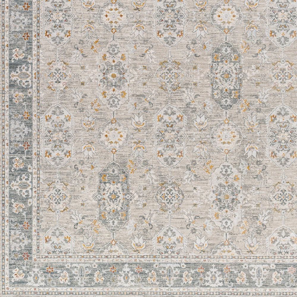 Surya Dresden DRE-2325 Medium Gray, Gray, White, Light Slate, Mustard and Rust 6&#39;7&quot; Round Area Rug, , large