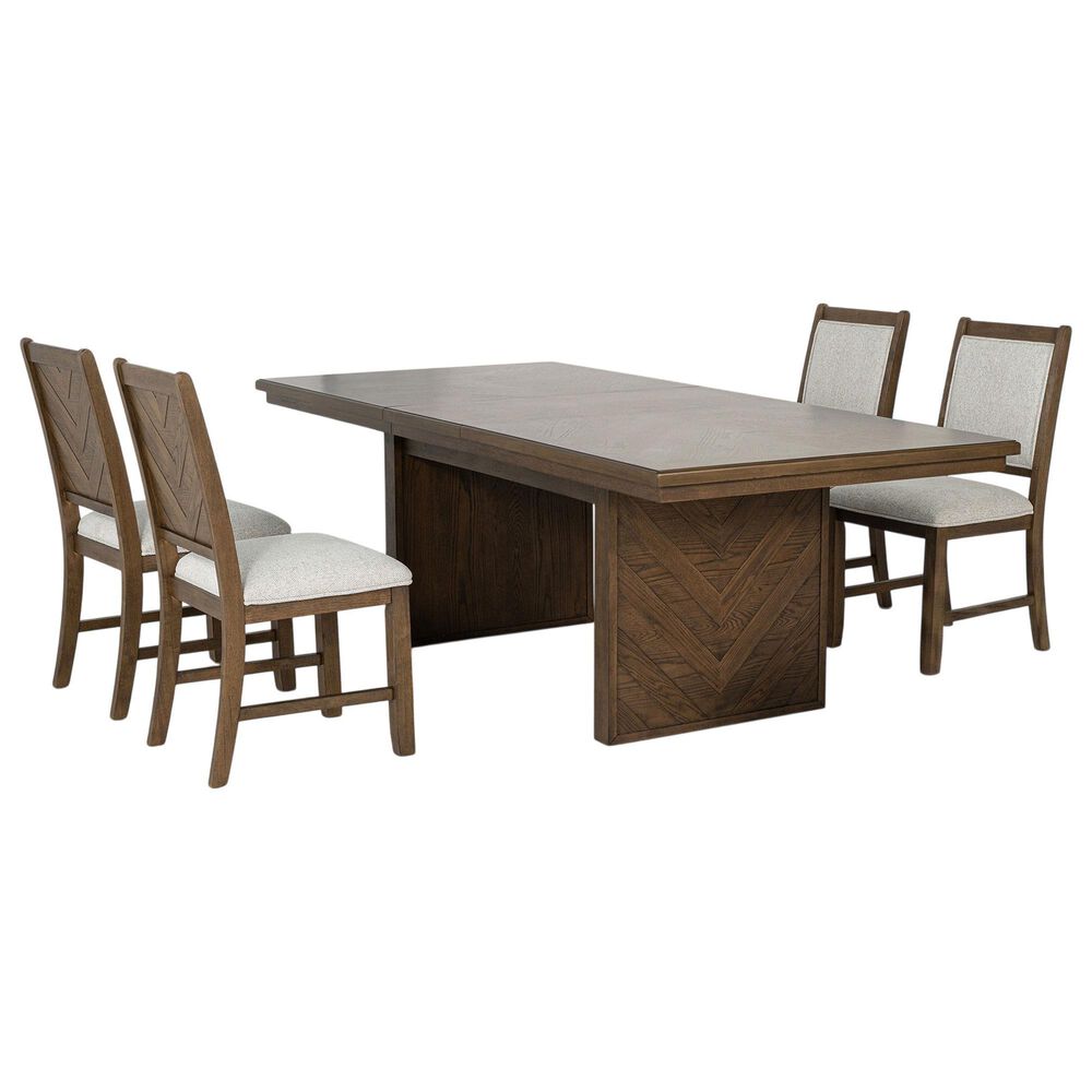 Furniture of America Virex Extendable 5-Piece Dining Table Set in Dark Walnut, , large