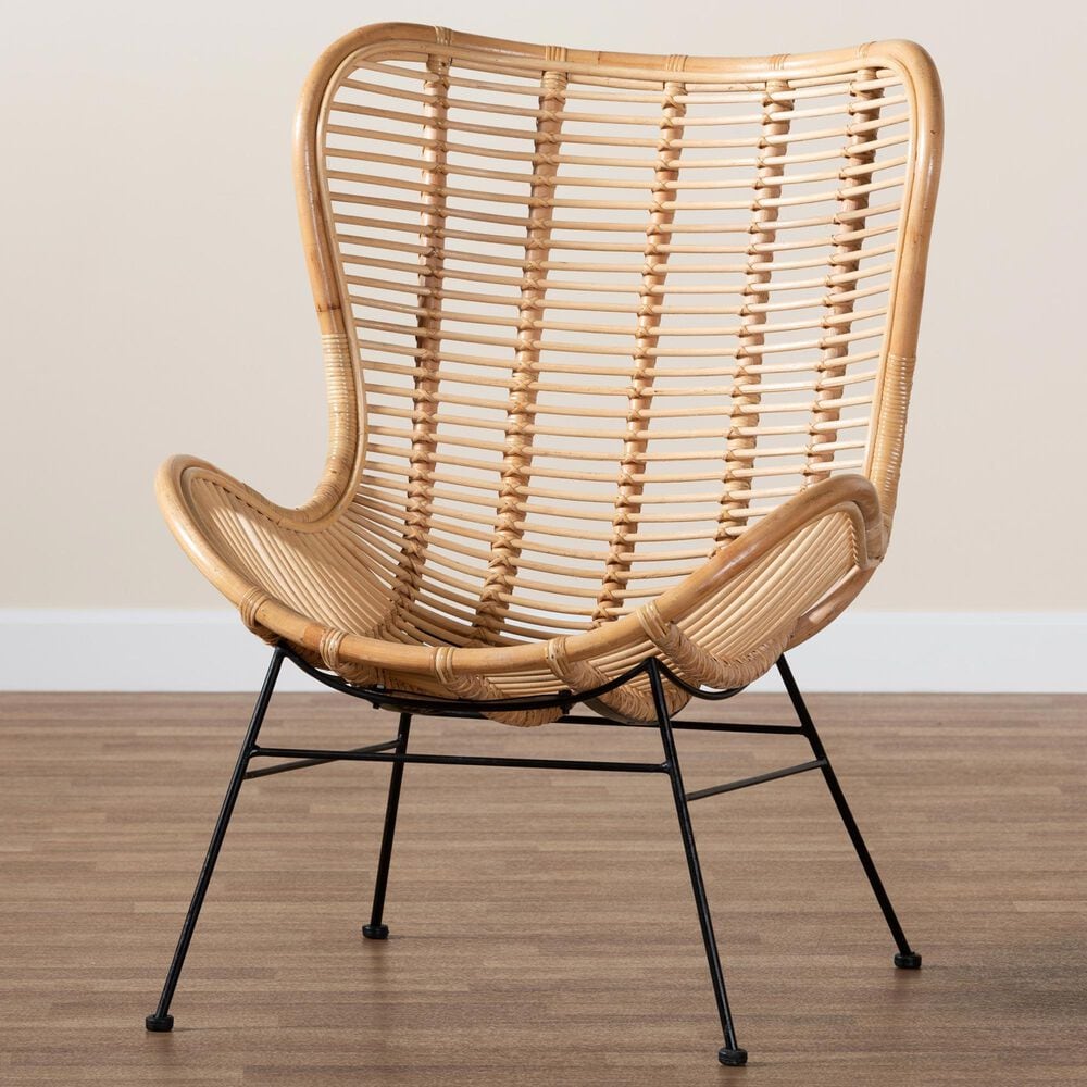 Baxton Studio Colorado Rattan Accent Chair in Natural Brown and Black, , large