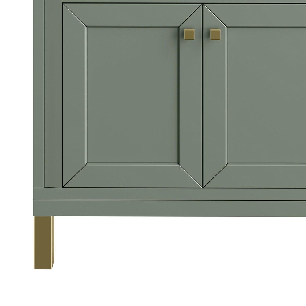 James Martin Vanities Chicago 30&quot; Single Bathroom Vanity in Smokey Celadon with 3 cm Carrara White Marble Top and Rectangular Sink, , large