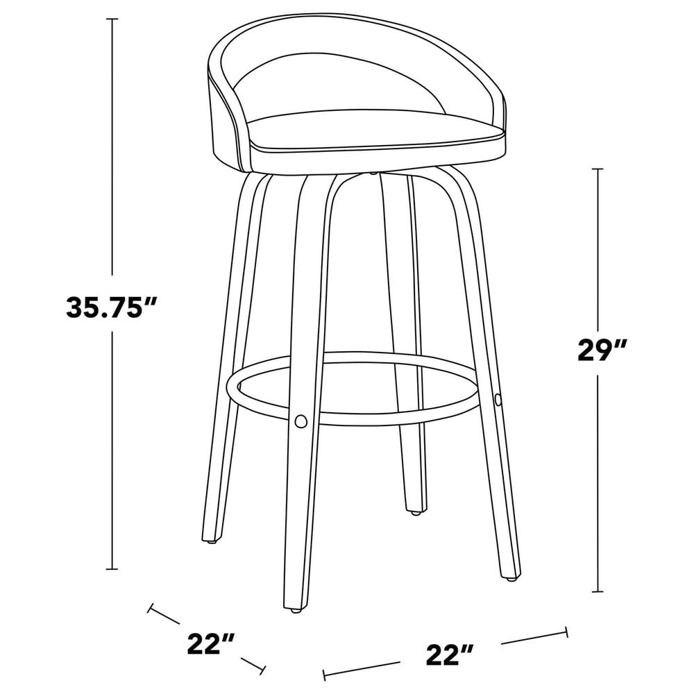 LumiSource Grotto 30" Bar Stool with Cream Upholstery in Walnut Wood and Chrome (Set of 2), , large