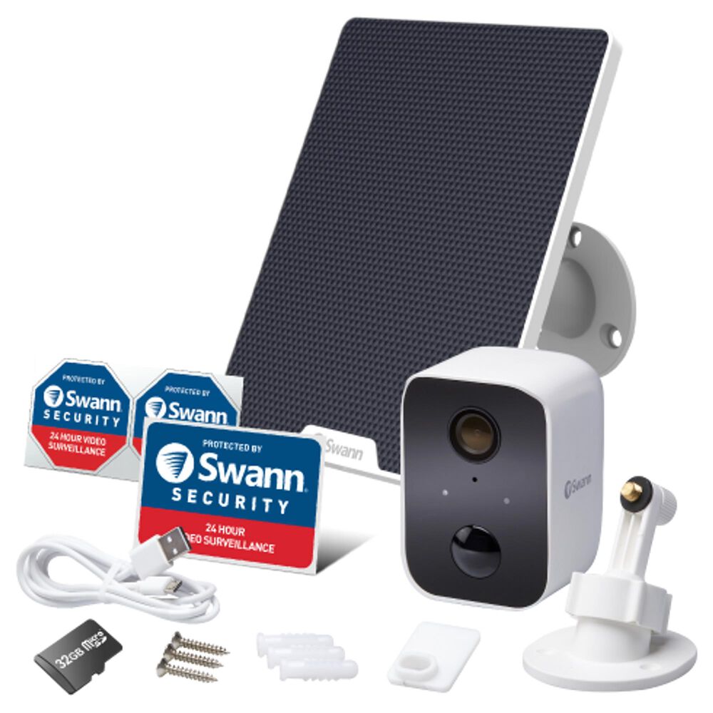 Swann CoreCam Wireless Security Camera with Solar Charging Panel in White, , large