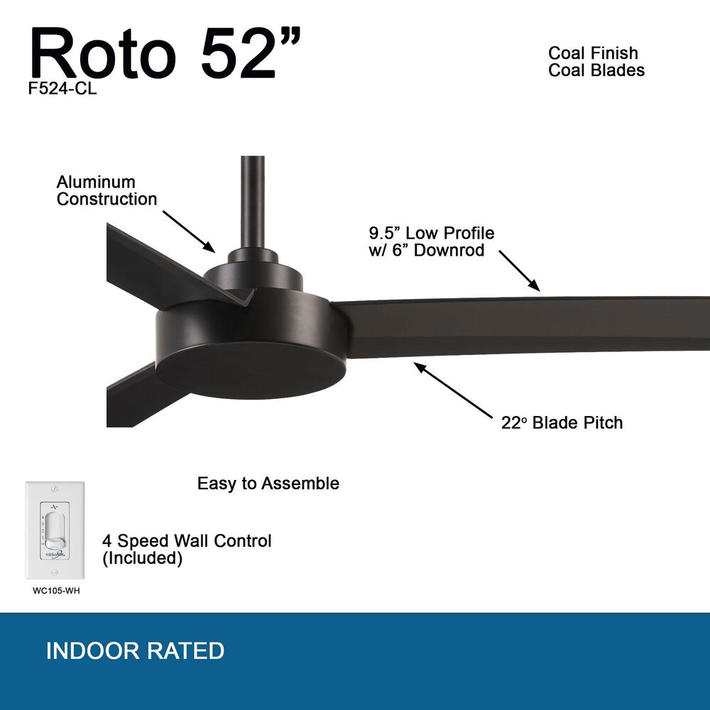 Minka-Aire Roto 52" Ceiling Fan in Coal, , large