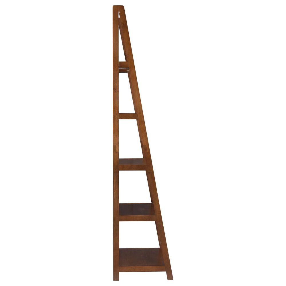 Linon Home Decor Charlotte 5-Shelf Ladder Bookcase in Warm Walnut, , large