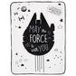 Lambs and Ivy Star Wars Millennium Falcon Soft Sherpa Baby Blanket in Black and White, , large