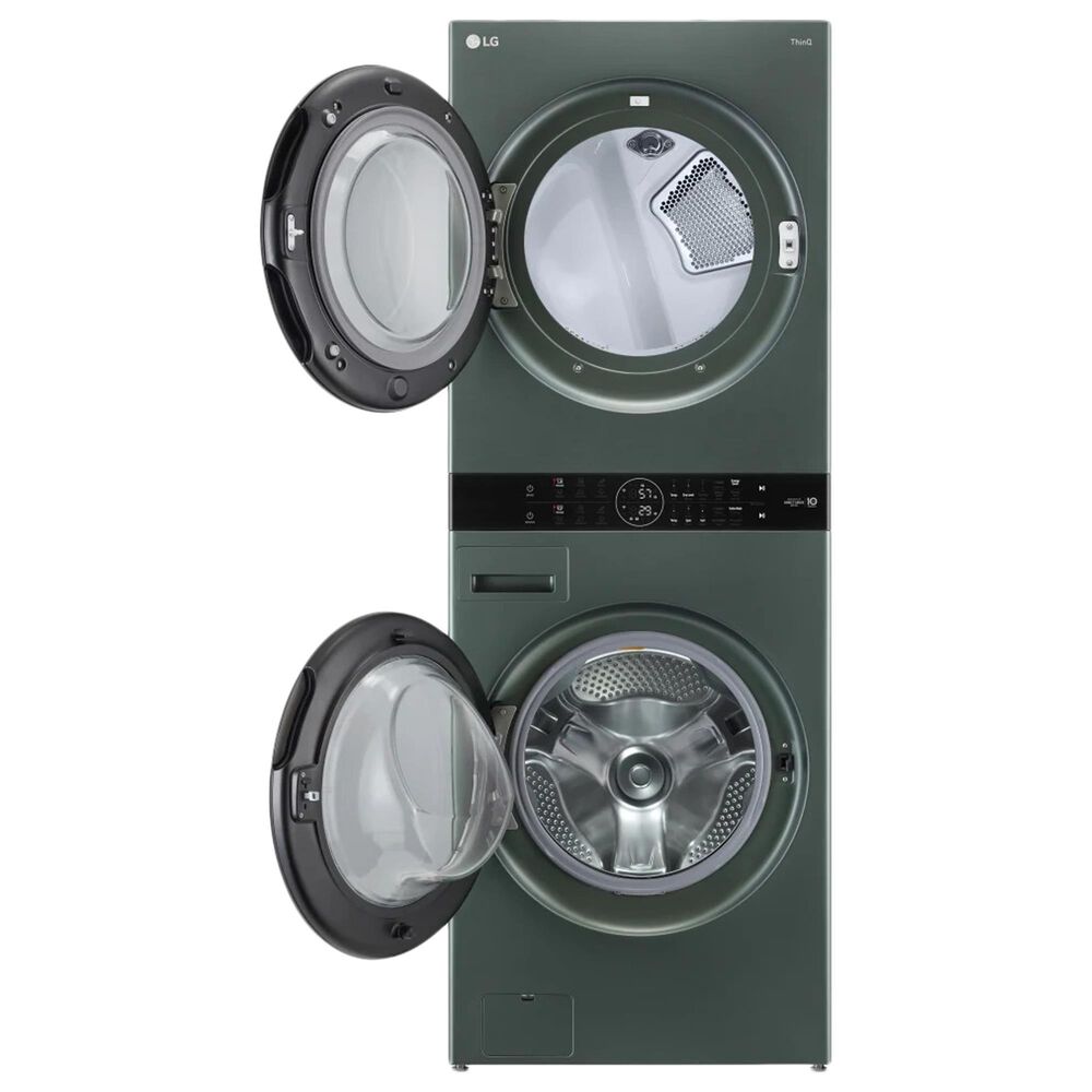 LG Single Unit Washtower with Center Control In Nature Green and Wi-Fi  Enabled Steam Clothing Styler | NFM