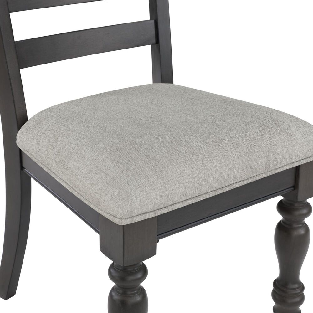 Boulder &amp; Pine French Country Upholstered Side Chair in Black and Dark Gray, , large