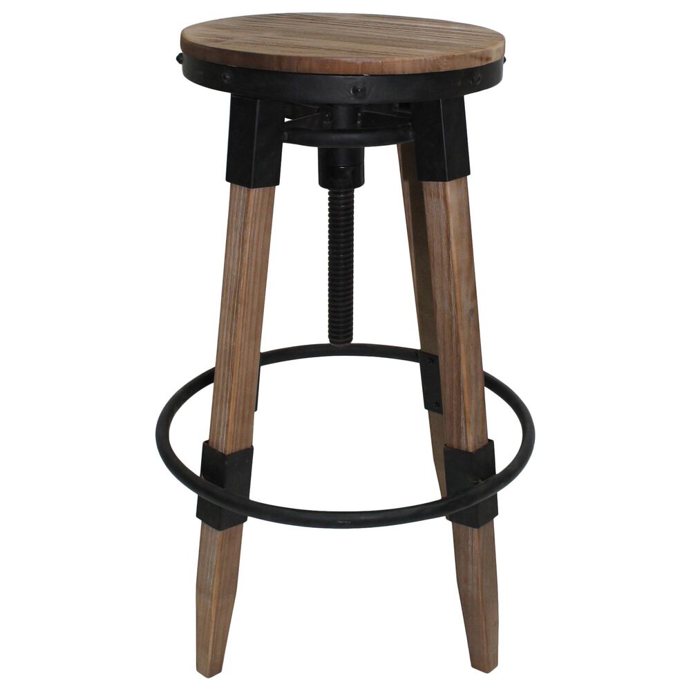 Noble House Grady Adjustable Barstool in Antique Brown and Black, , large