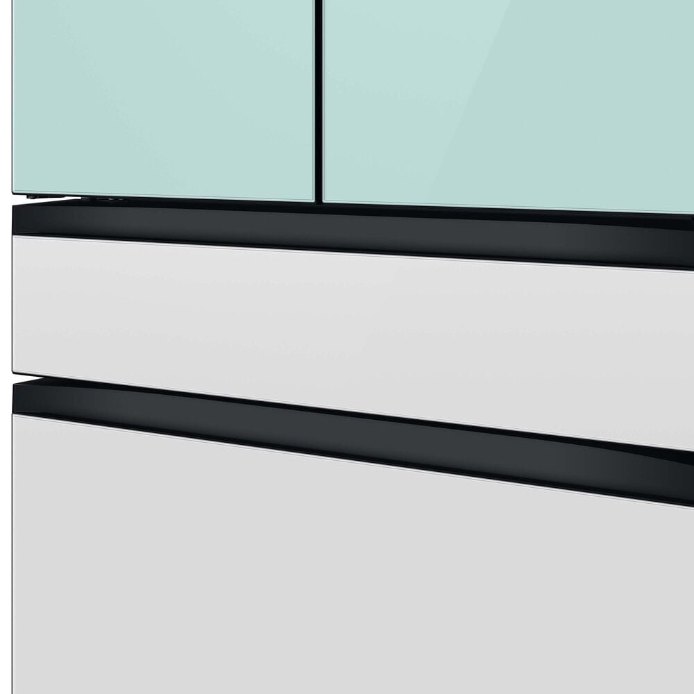 Samsung Bespoke 29 Cu. Ft. 4-Door French Door Refrigerator with Beverage Center in Morning Blue Glass Top Panel with White Glass Middle and Bottom Panels, , large