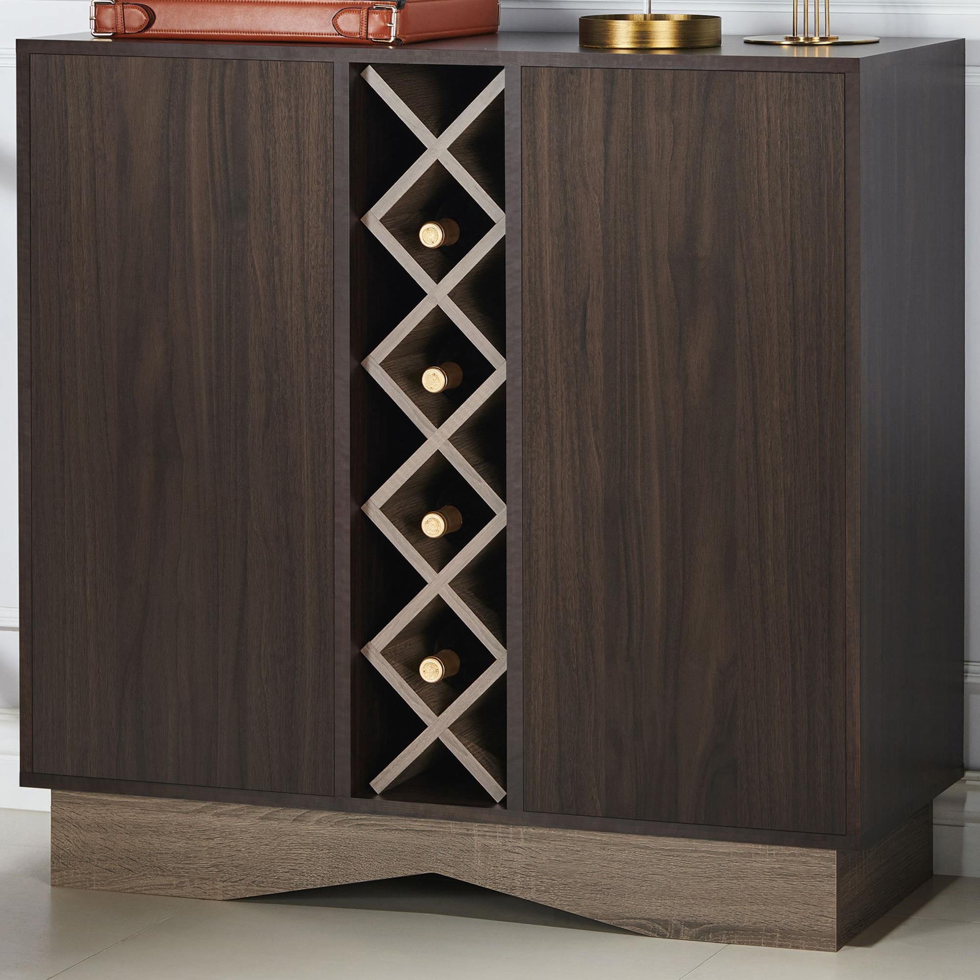 Furniture of America Glenn Wine Cabinet in Wenge NFM
