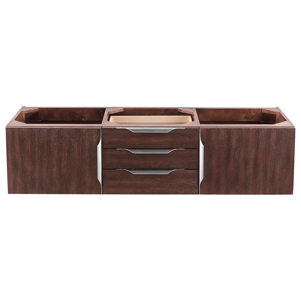 James Martin Mercer Island 59" Double Bathroom Vanity Cabinet in Coffee Oak with Brushed Nickel Hardware, , large