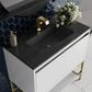 James Martin Mantova 35.4" Single Bathroom Vanity in Glossy White and Champagne Brass with 2 cm Charcoal Black Resin Countertop and Rectangular Sink, , large