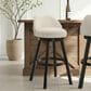 Armen Living Erika Swivel Bar Height Stool with Cream Upholstery in Black, , large