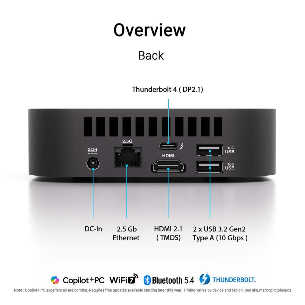 ASUS NUC 14 Pro AI Mini Desktop Computer | Intel Core Ultra 7 258V - 32GB RAM - Intel Arc Graphics - 1TB SSD in Black, , large