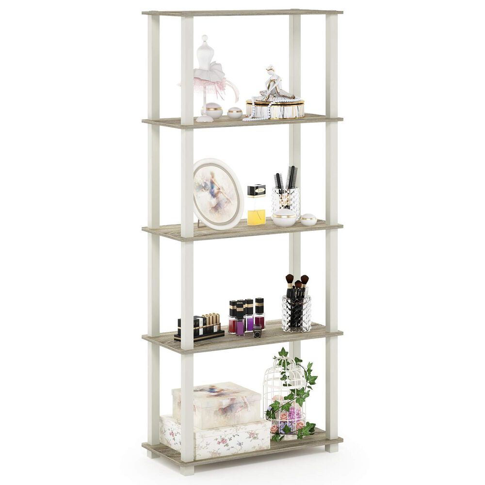 HOMLUX 5-Tier Display Rack in Sonoma Oak and White, , large
