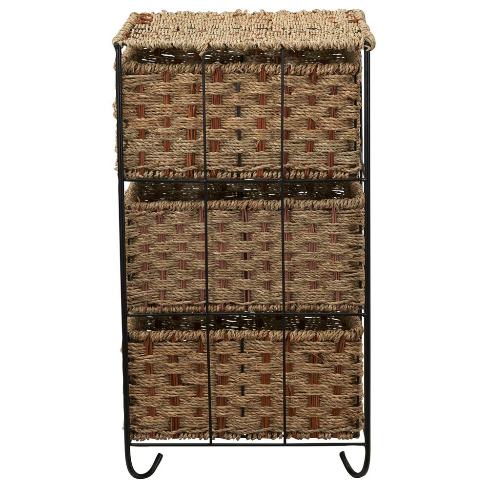 Household Essentials 3-Drawer Wicker Storage Chest in Brown, , large