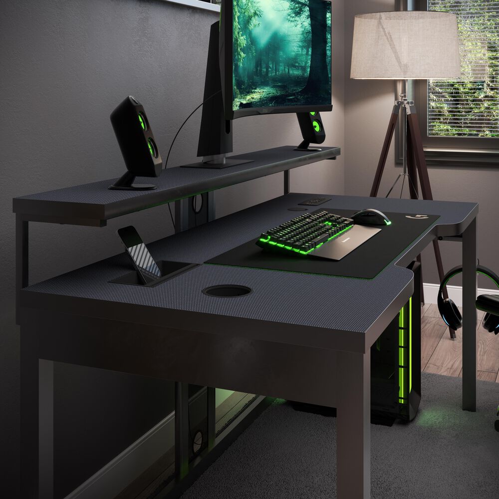 OSP Home 63&quot; Adaptor Gaming Desk in Black, , large