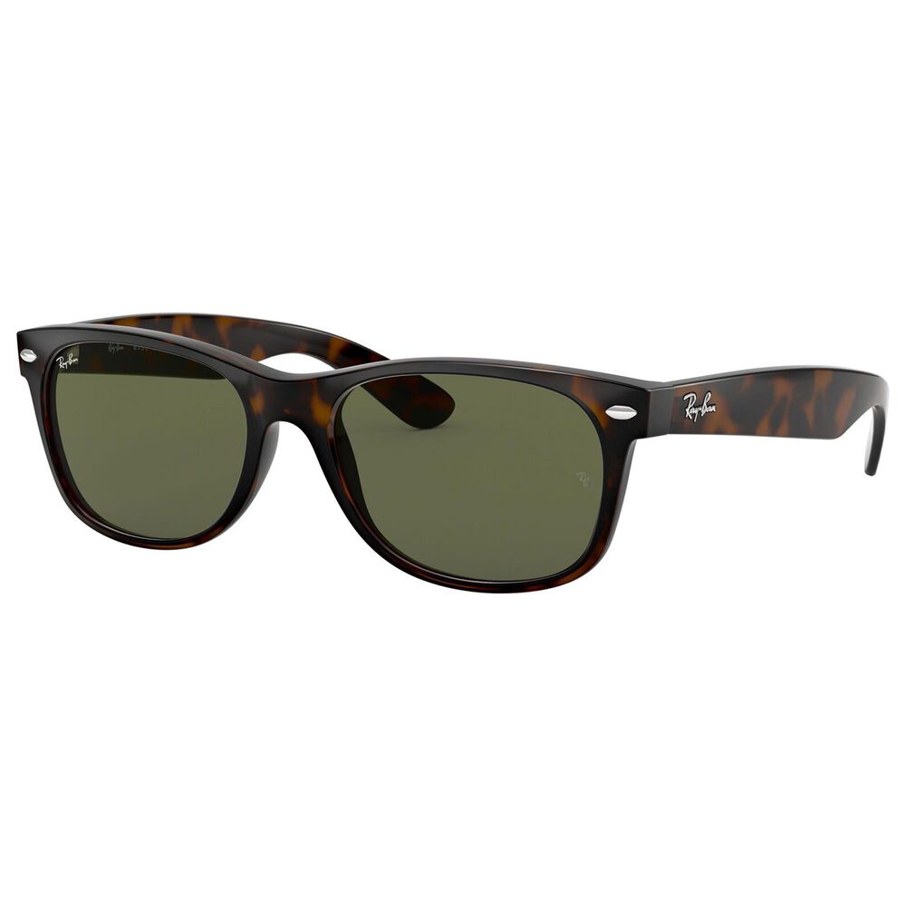 Rayban Glasses New Wayfarer Classic Sunglasses with G-15 Green Lenses in Polished Tortoise, , large