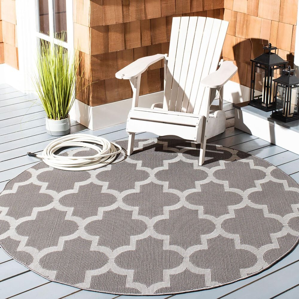 Safavieh Bermuda BMU804F 6&#39;7&quot; Round Grey and Ivory Indoor/Outdoor Area Performance Rug, , large