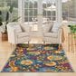 Nourison Aloha ALH17 3"6" x 5"6" Navy and Multicolor Indoor/Outdoor Area Rug, , large
