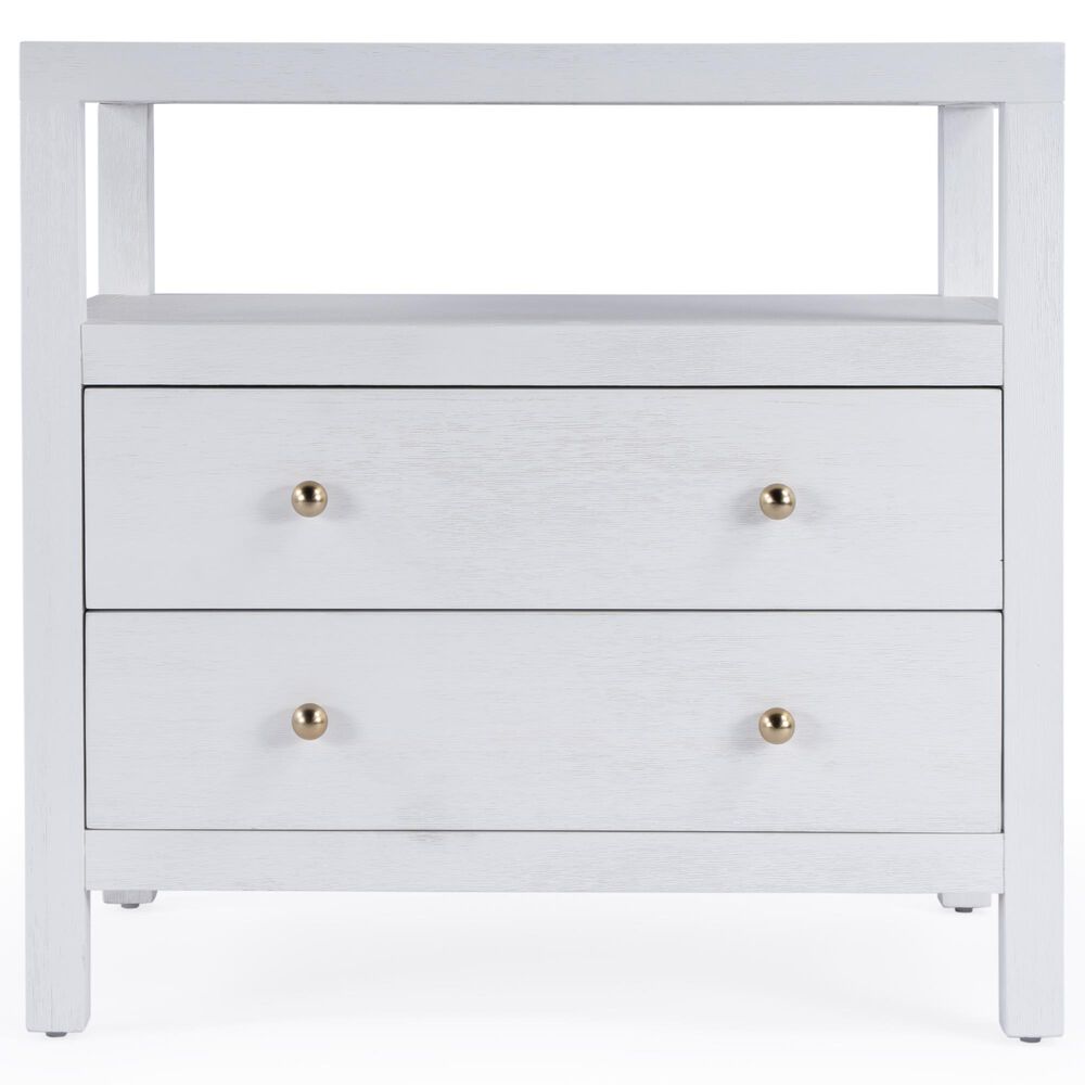 Butler Specialty Company Nora 2-Drawer Wide Nightstand with Open Shelf in Textured White, , large