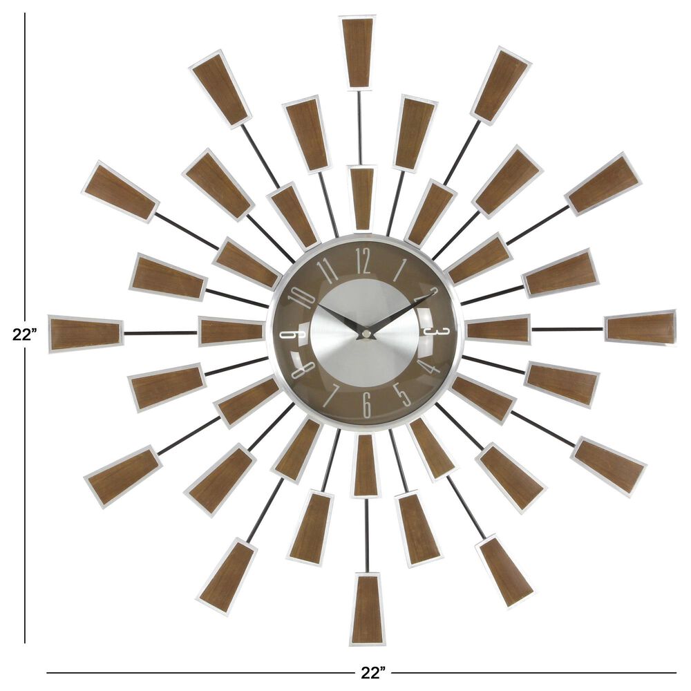 Maple and Jade Wall Clock in Silver and Black, , large