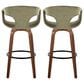 LumiSource Curva 30" Swivel Barstool with Green Upholstery in Walnut and Black (Set of 2), , large