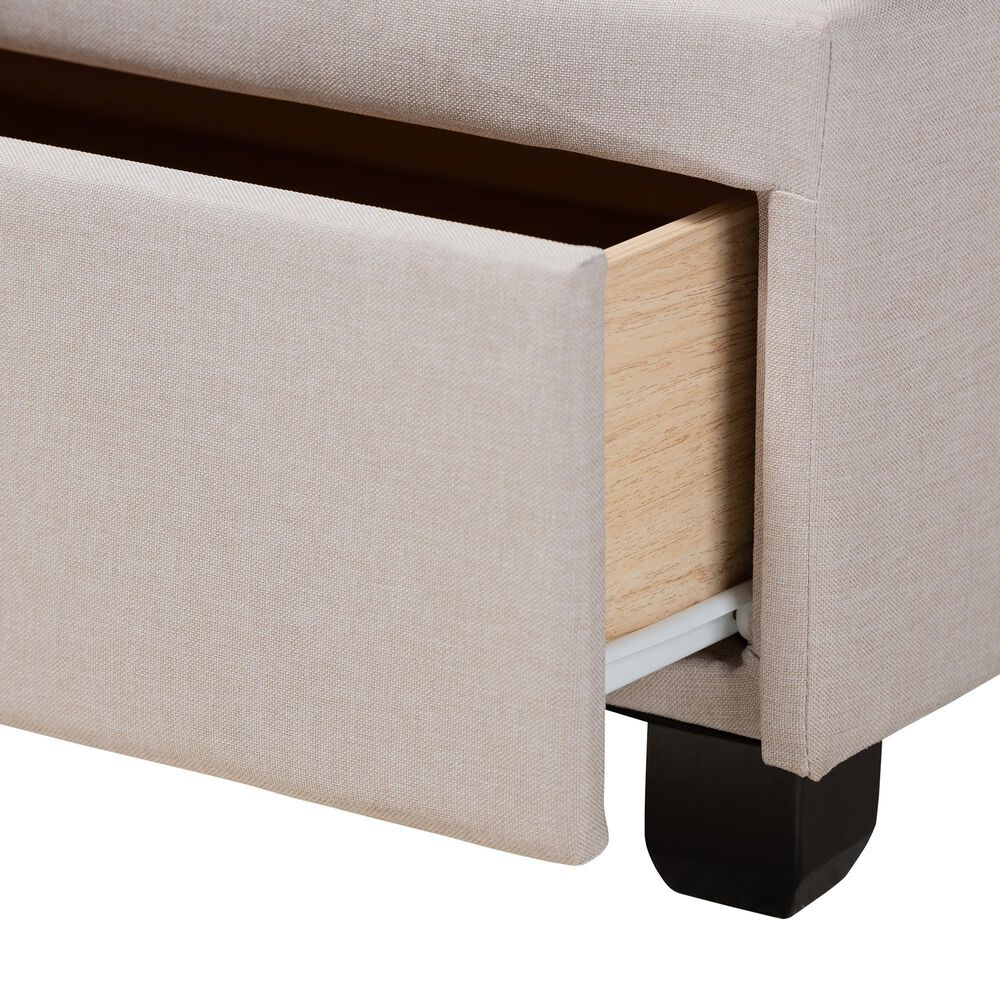 Baxton Studio Larese Queen Beige Fabric Upholstered Storage Bed with 2 Drawers in Black, , large
