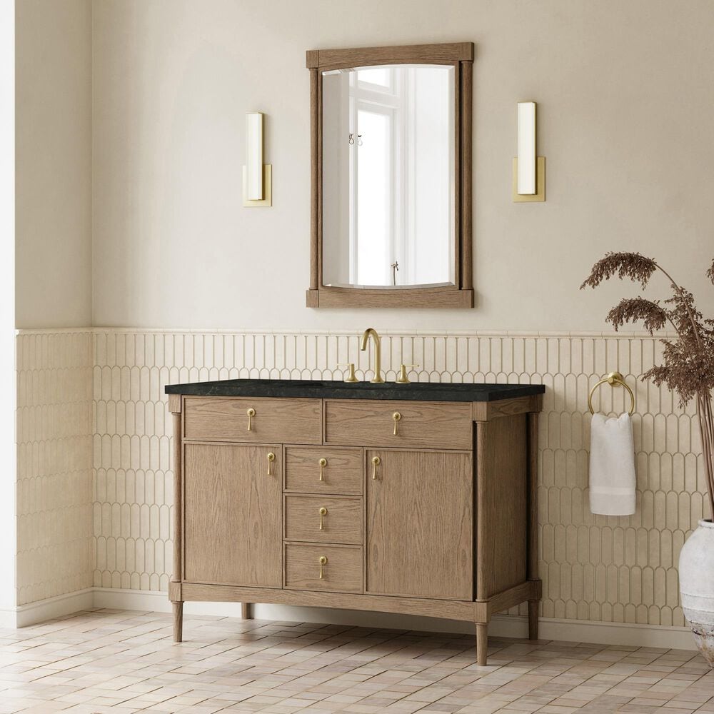 James Martin Kinnsden 48" Single Bathroom Vanity in Weathered Oak with 3 cm Phantome Eclos Top and Rectangular Sink, , large