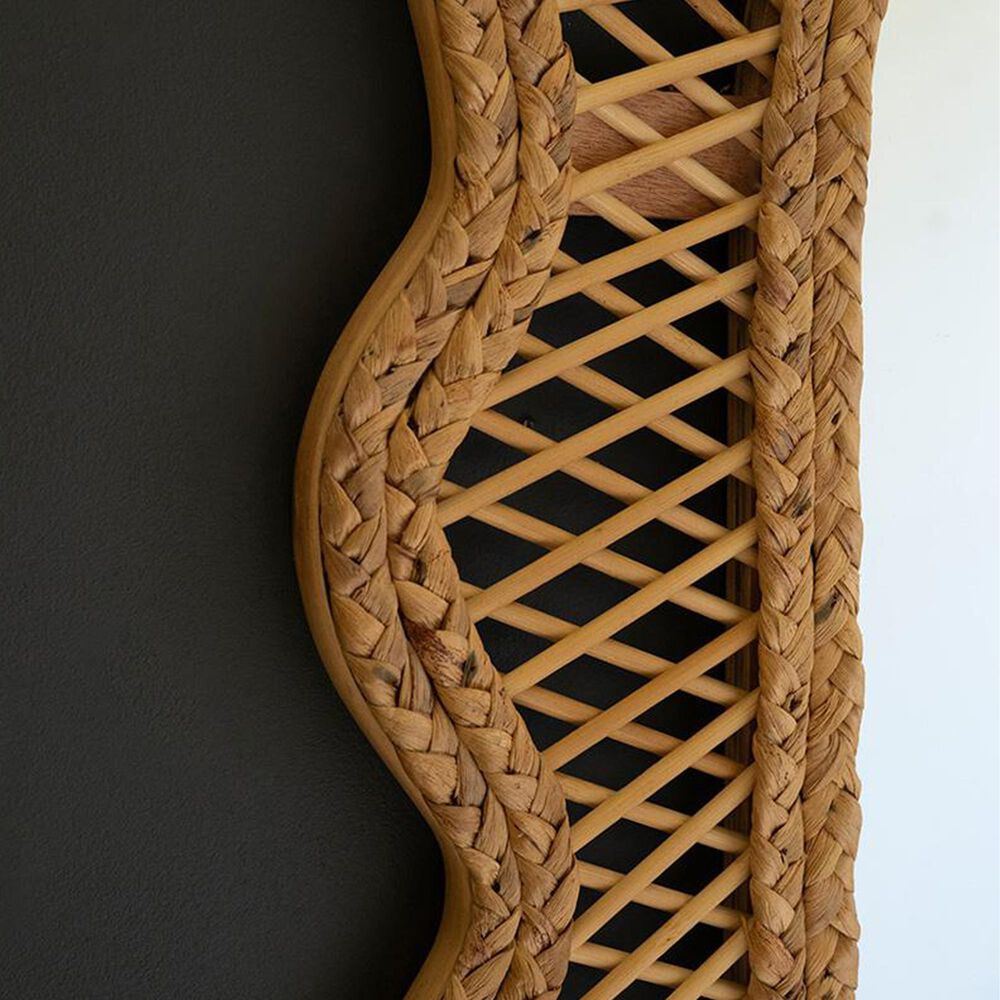 Kalalou Rattan Squiggle Oval Mirror in Natural, , large