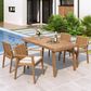 Hearth and Haven 5-Piece Outdoor Dining Set with Beige Cushions in Brown, , large