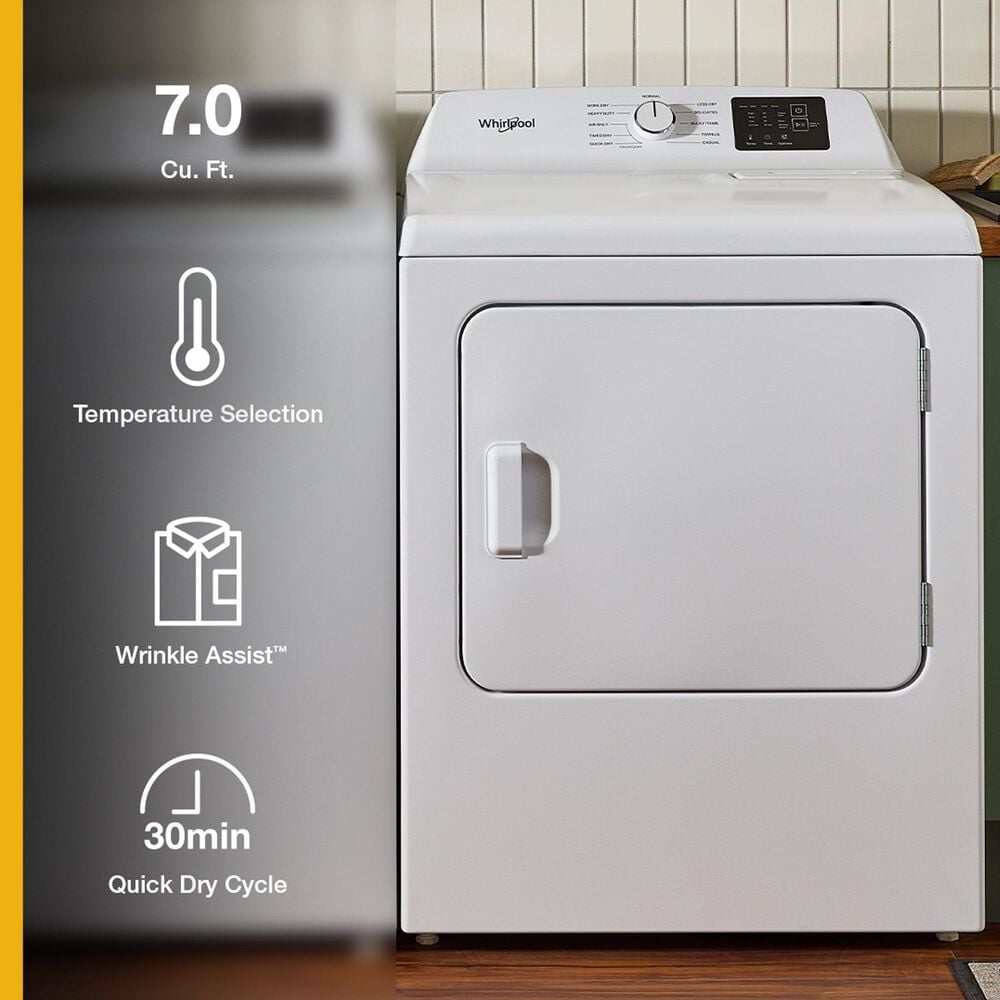 Whirlpool 7 Cu. Ft. Gas Dryer with AutoSensing with Reversible Doors in White, , large