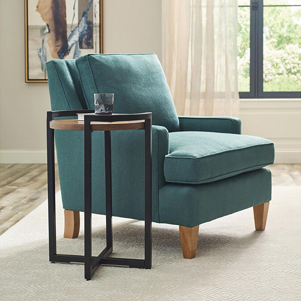 American Drew Gibbs Round Accent Table in Walnut and Black, , large